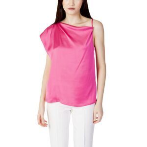 Hanny Deep OneShoulder Satin Top Modern Minimalist Women Pink Blouses